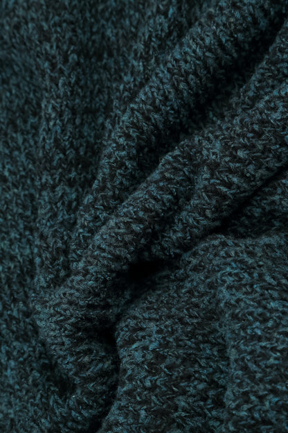 V-Neck Mélange Midnight Teal Wool Sweater 5