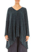 V-Neck Mélange Midnight Teal Wool Sweater 1