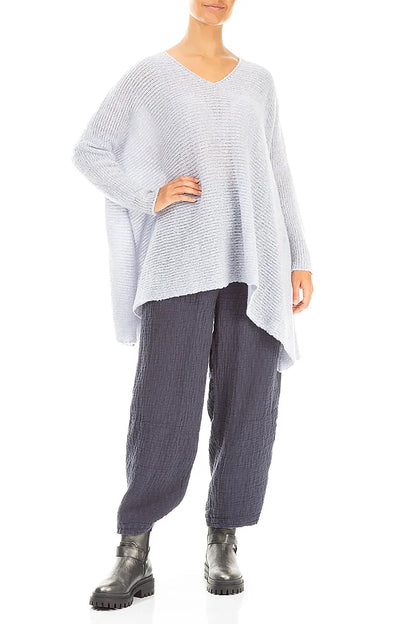 V-Neck Mélange Moonstone Wool Sweater 4