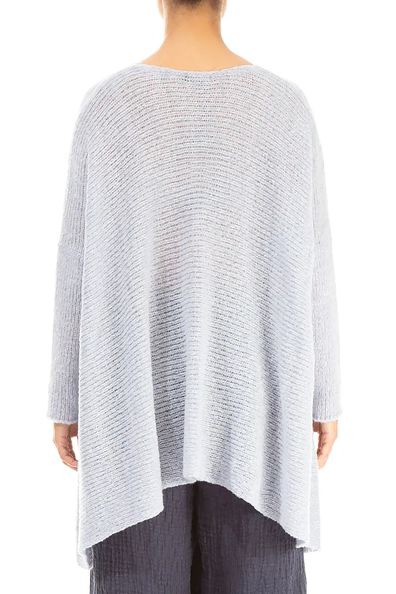 V-Neck Mélange Moonstone Wool Sweater 2