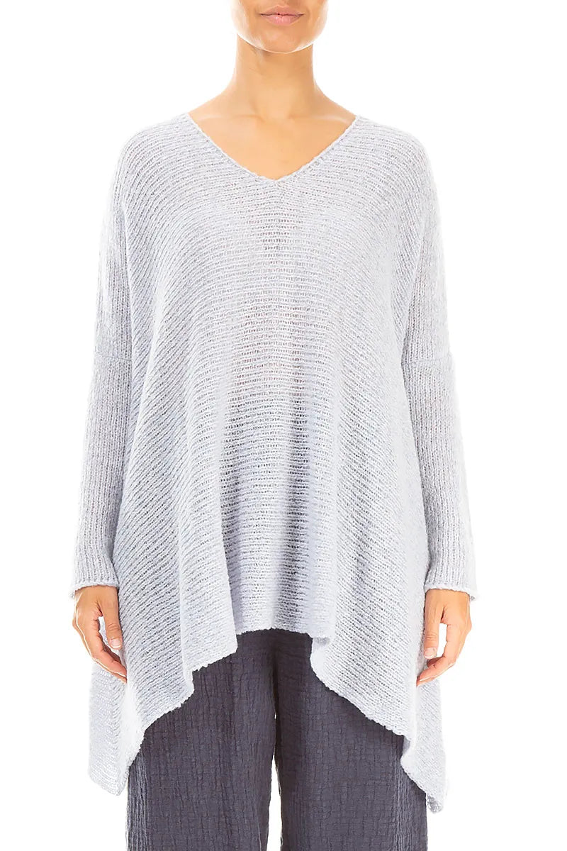 V-Neck Mélange Moonstone Wool Sweater 1