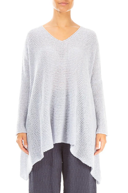 V-Neck Mélange Moonstone Wool Sweater 1