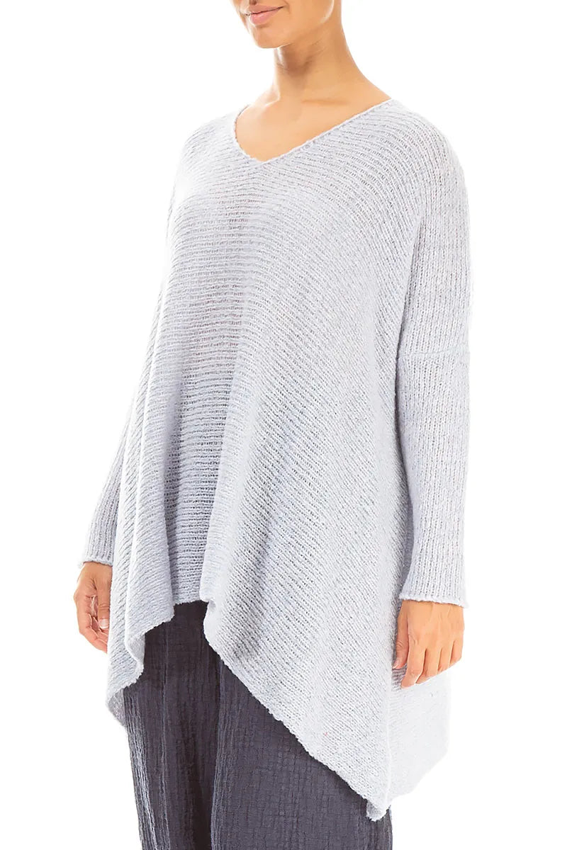 V-Neck Mélange Moonstone Wool Sweater 3