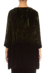 V-Neck Olive Silk Velvet Ombré Tunic 2