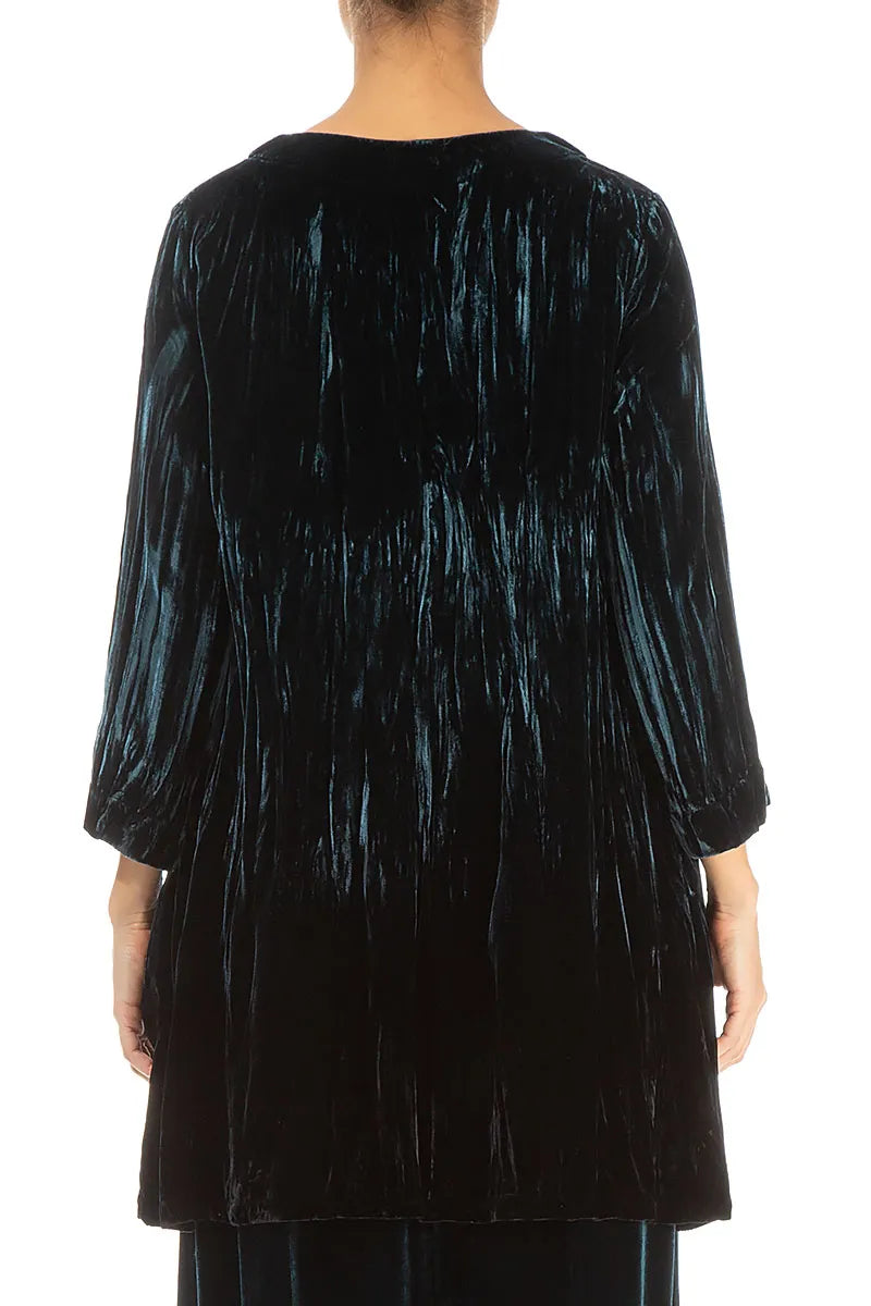 V-Neck Peacock Silk Velvet Ombré Tunic 3