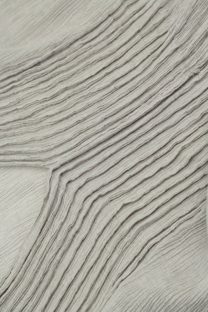 V-Neck Pin Tucks Beige Silk Viscose Blouse 6