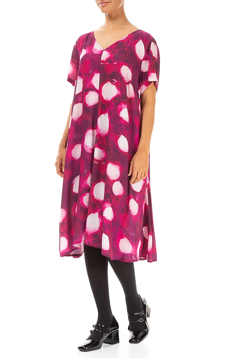 V-Neck Pink Dream Viscose Dress 3