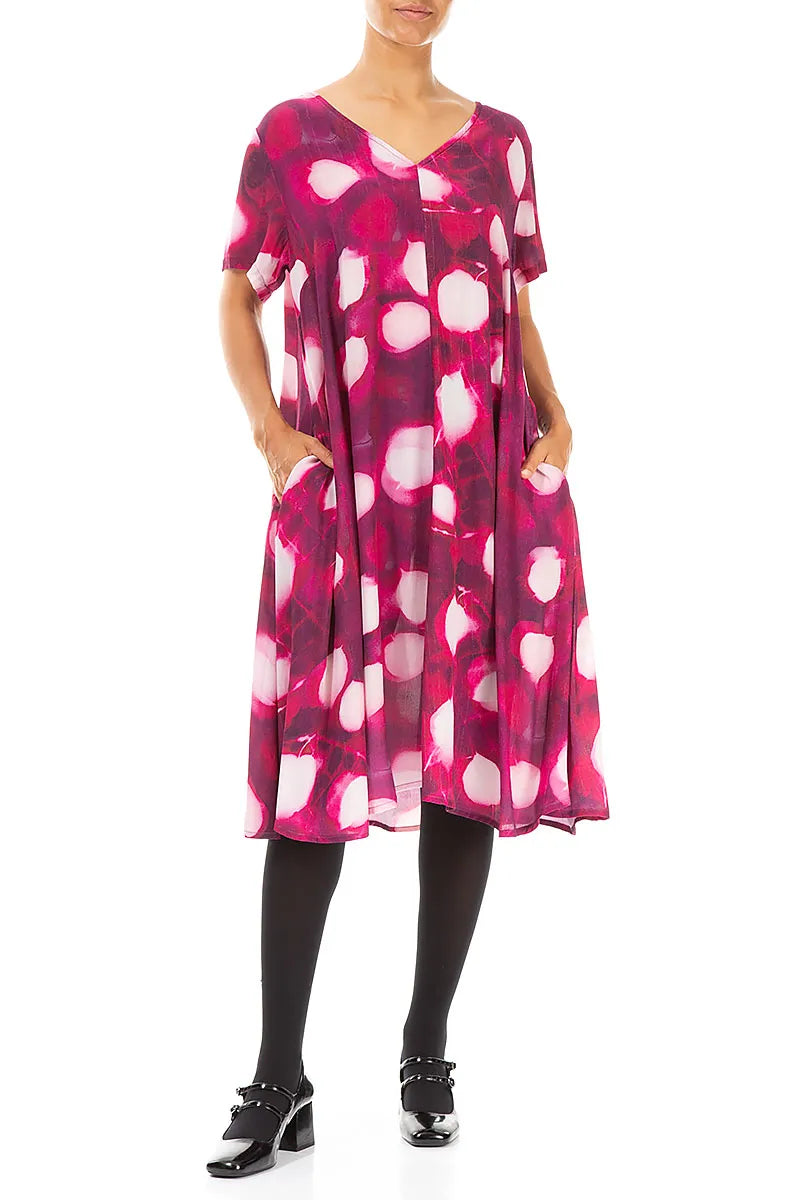 V-Neck Pink Dream Viscose Dress 4