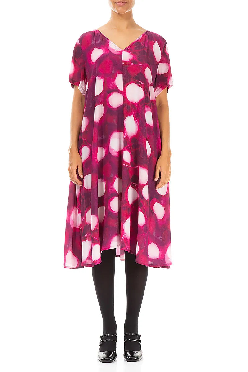 V-Neck Pink Dream Viscose Dress 1