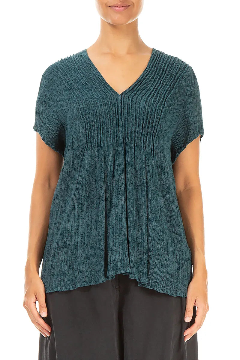 V-Neck Printed Peacock Silk Viscose Blouse