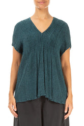 V-Neck Printed Peacock Silk Viscose Blouse 1