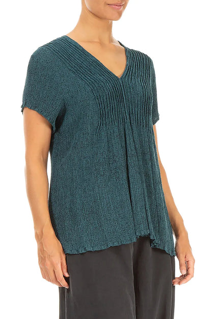 V-Neck Printed Peacock Silk Viscose Blouse 3