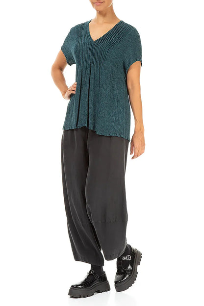 V-Neck Printed Peacock Silk Viscose Blouse 4