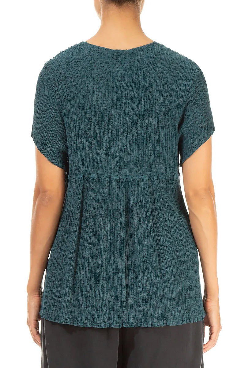 V-Neck Printed Peacock Silk Viscose Blouse