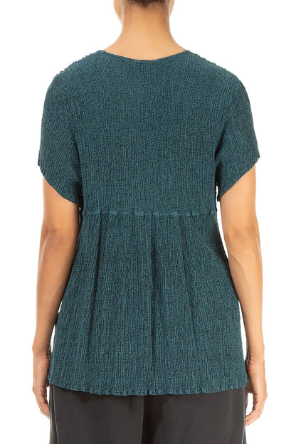 V-Neck Printed Peacock Silk Viscose Blouse 2