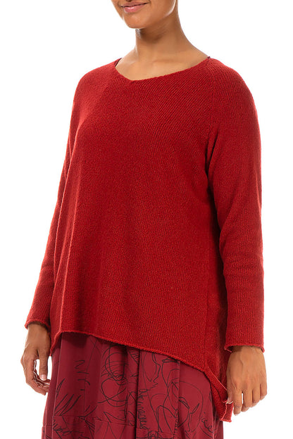 V-Neck Red Wool Sweater