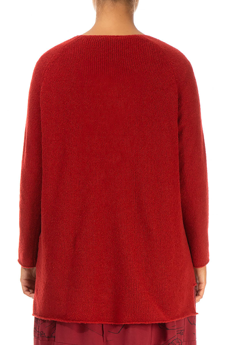 V-Neck Red Wool Sweater