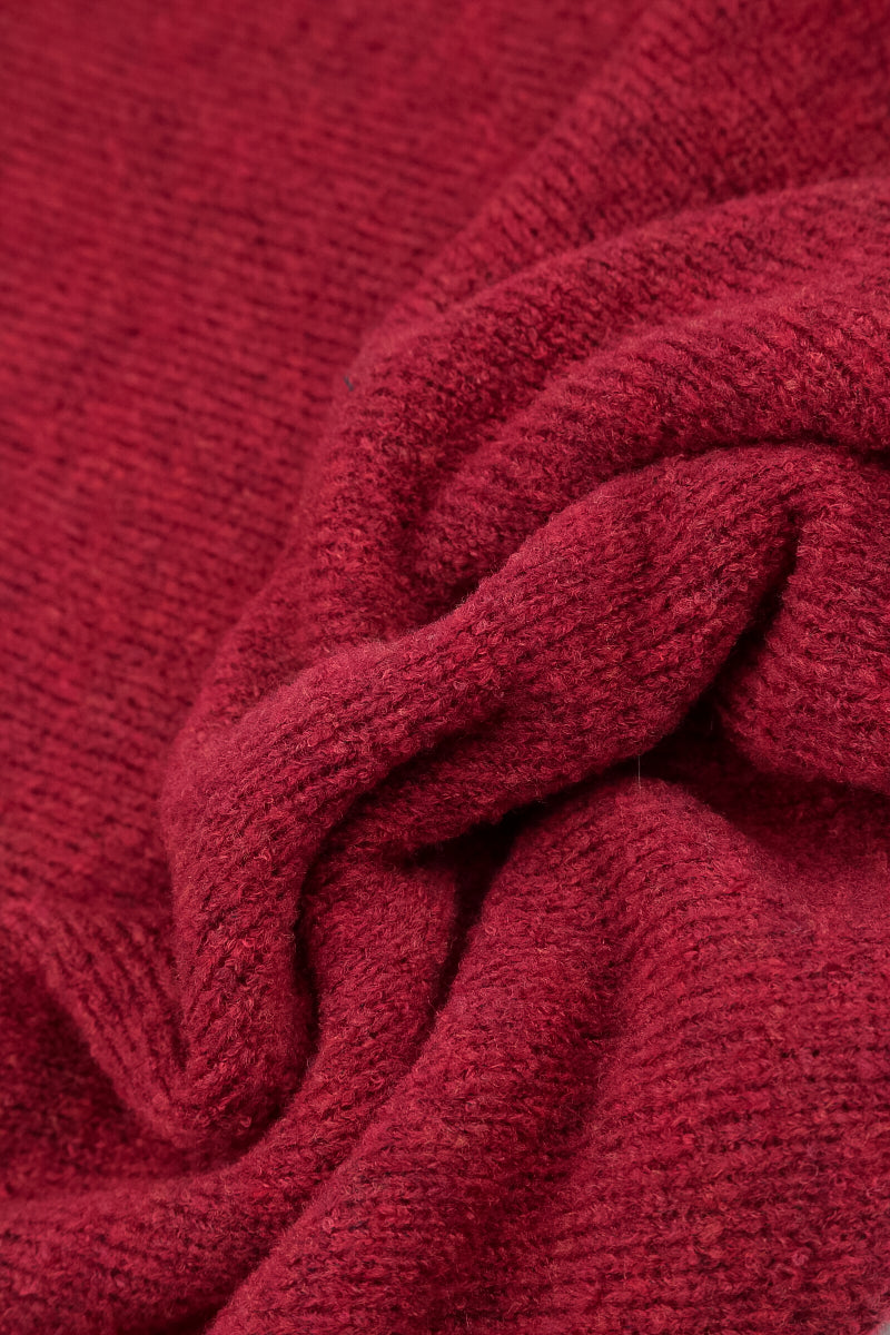 V-Neck Ruby Red Wool Sweater 5