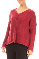 V-Neck Ruby Red Wool Sweater 3