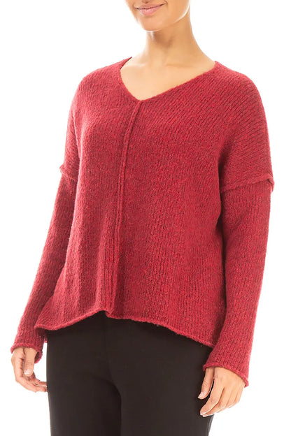 V-Neck Ruby Red Wool Sweater 3