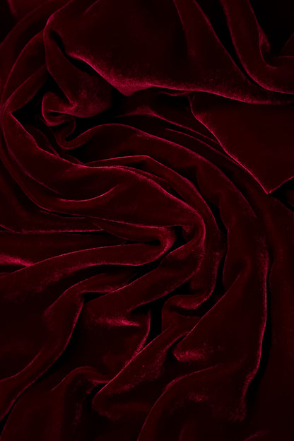 V-Neck Ruby Silk Velvet Dress 6