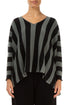V-Neck Striped Sage Linen Jumper 1