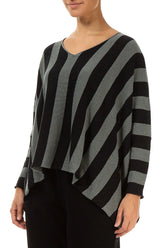 V-Neck Striped Sage Linen Jumper 3