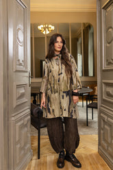 V-Neck Terra Crinkled Silk Linen Tunic 6