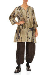 V-Neck Terra Crinkled Silk Linen Tunic 4