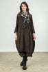 V-Neck Truffle Brown Pleated Silk Bamboo Dress 1