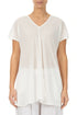 V-Neck Off White Stripy Silk Viscose Blouse 1