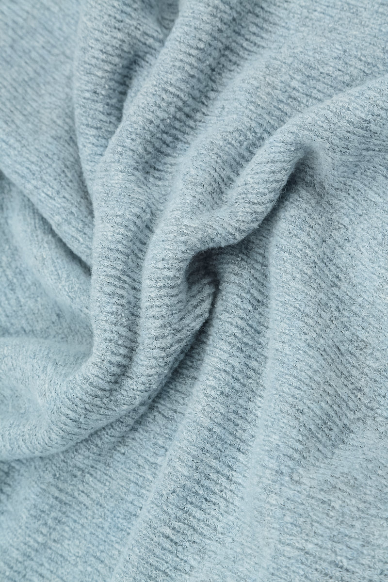 V-Neck White &amp; Silver Blue Wool Sweater 5