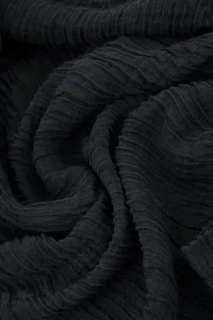 V-Neck Crinkled Graphite Silk Dress 5