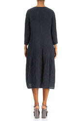 V-Neck Crinkled Graphite Silk Dress 2