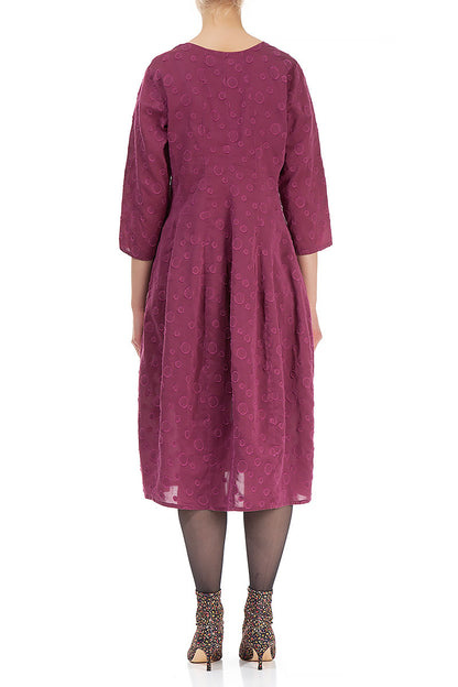 V-Neck Dotty Claret Silk Dress