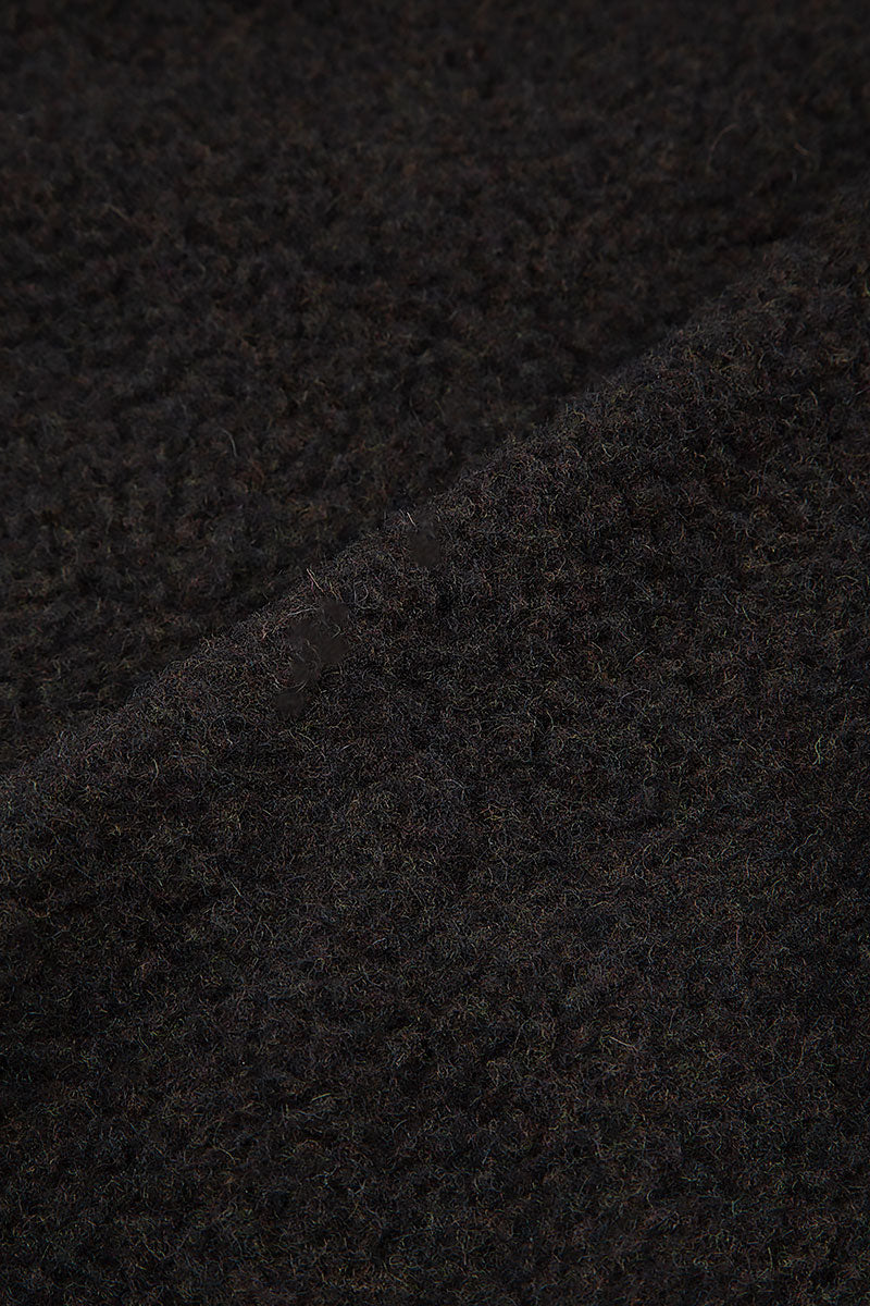 Collar Neck Short Charcoal Plush Wool Coat 5
