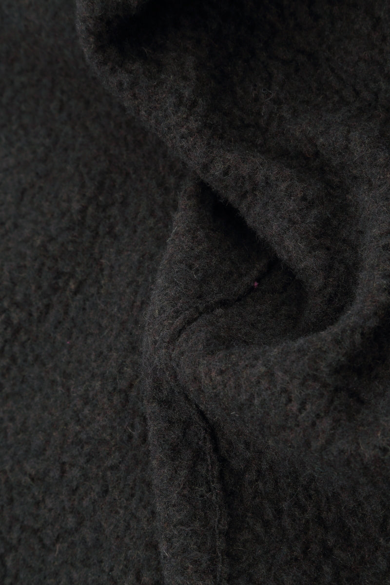 Collar Neck Short Charcoal Plush Wool Coat 6