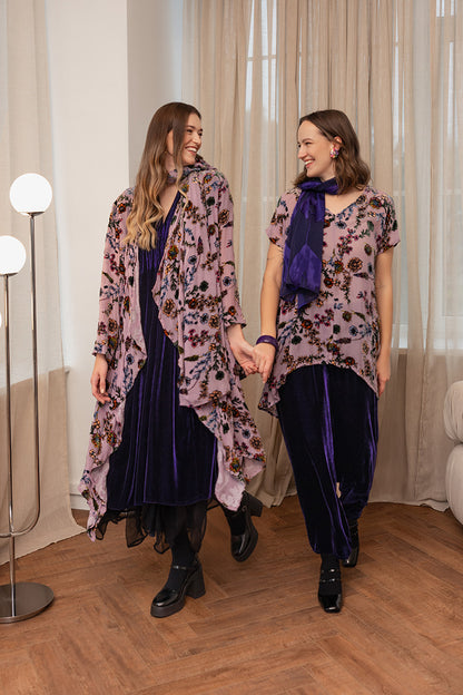 Velvet Blooms Devoré Open Silk Jacket 1