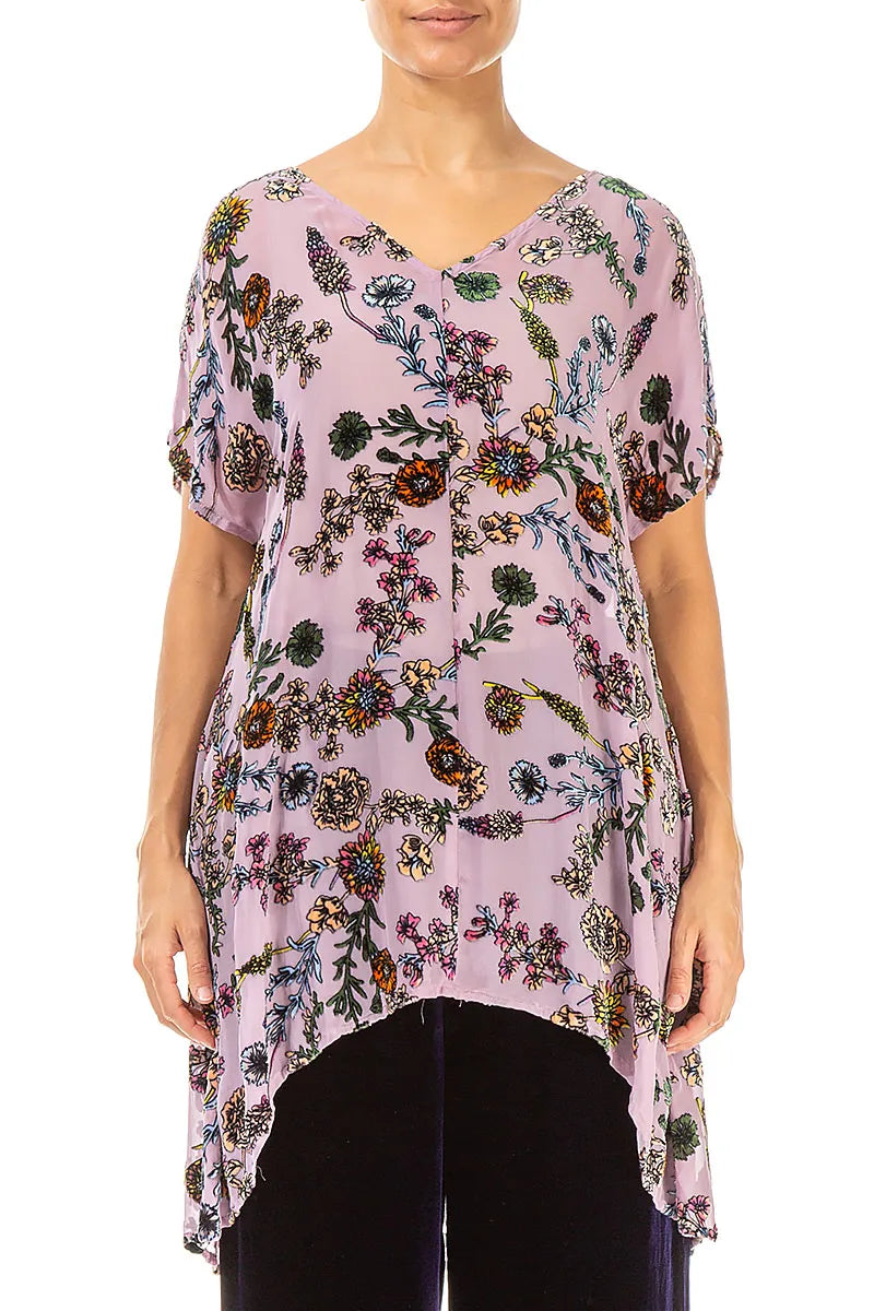Tunique en Soie dévorée Velvet Blooms