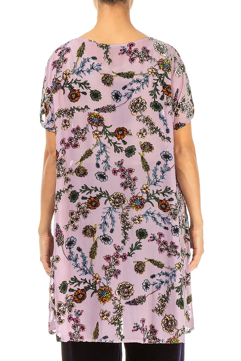 Tunique en Soie dévorée Velvet Blooms