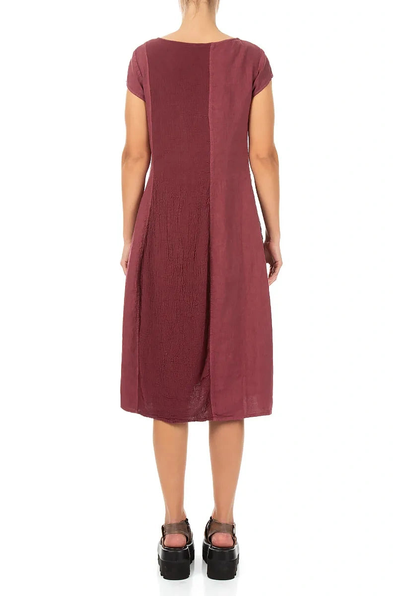 Vertical Line Antique Ruby Linen Dress