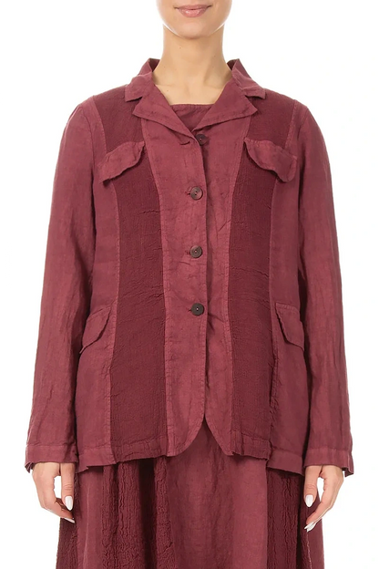 Vertical Line Antique Ruby Linen Jacket