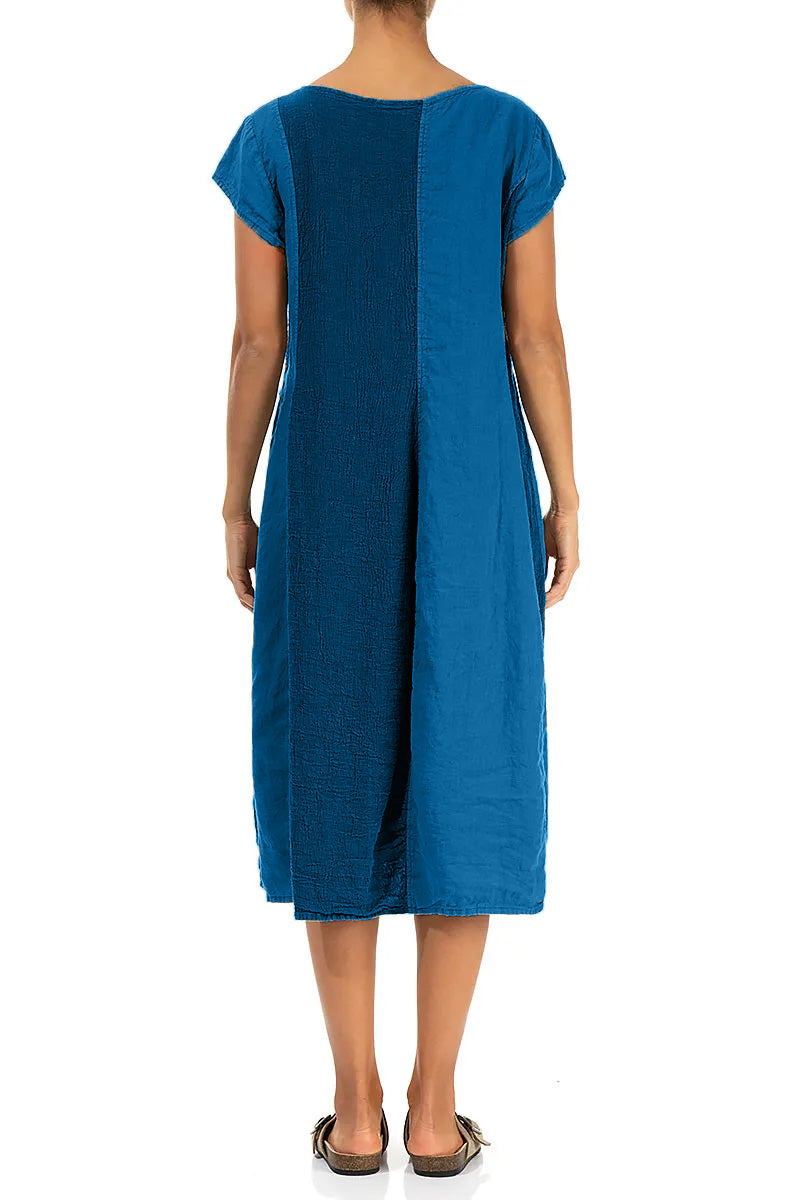 Vertical Line Cobalt Blue Linen Dress