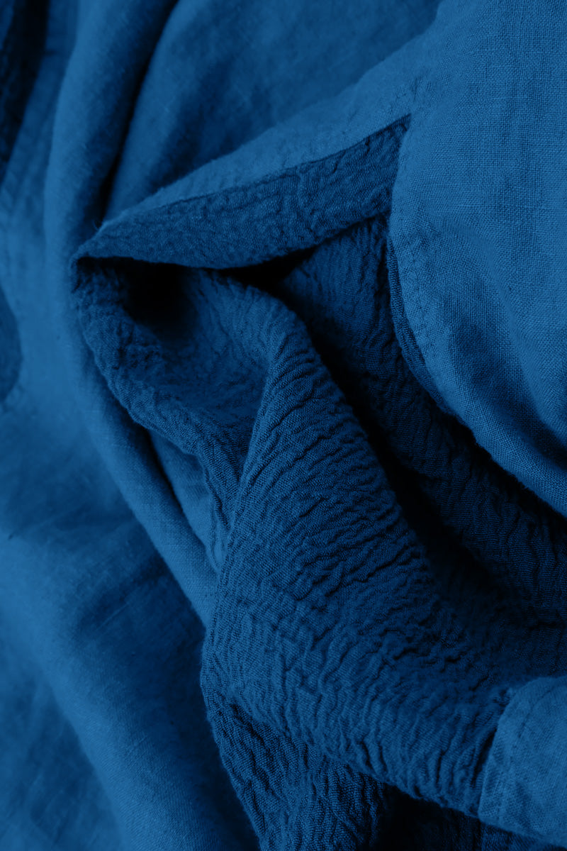 Vertical Line Cobalt Blue Linen Dress 5