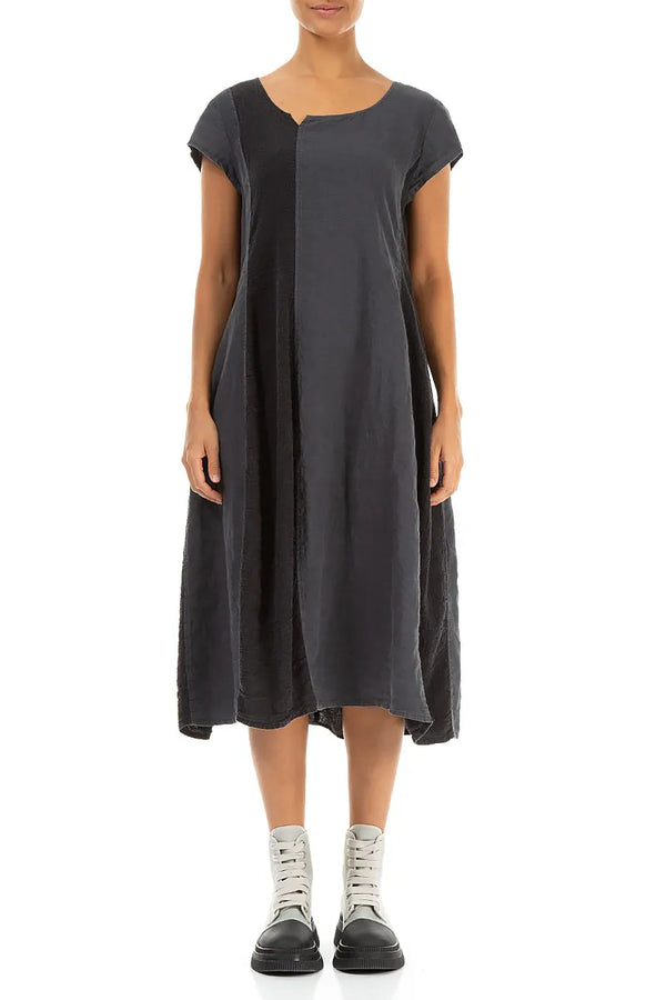 Vertical Line Graphite Linen Dress 1