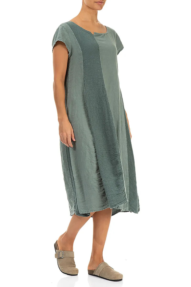 Vertical Line Sage Linen Dress 4