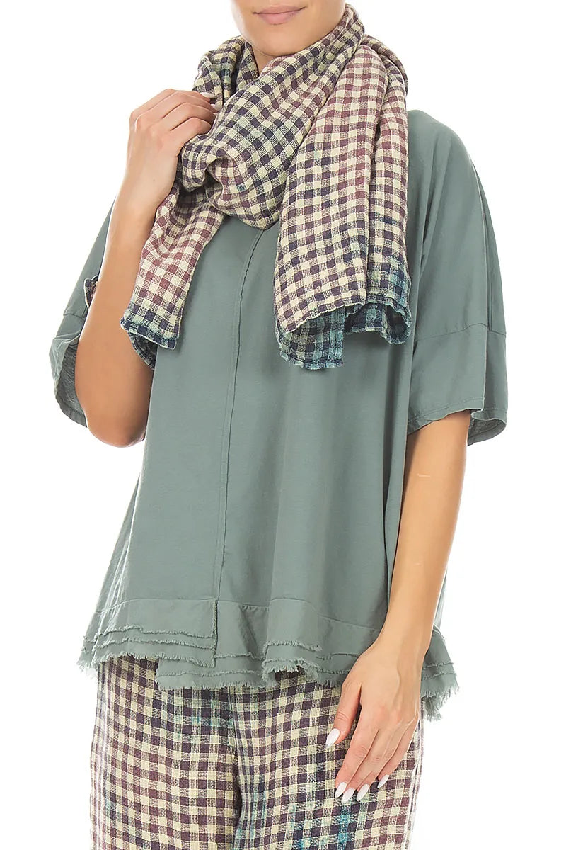 Écharpe en lin à carreaux vintage