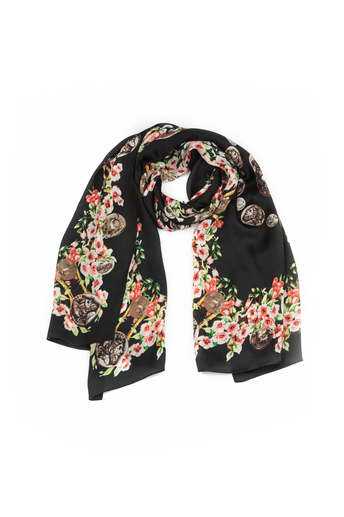 Vintage Coin Blossom Silk Scarf 4