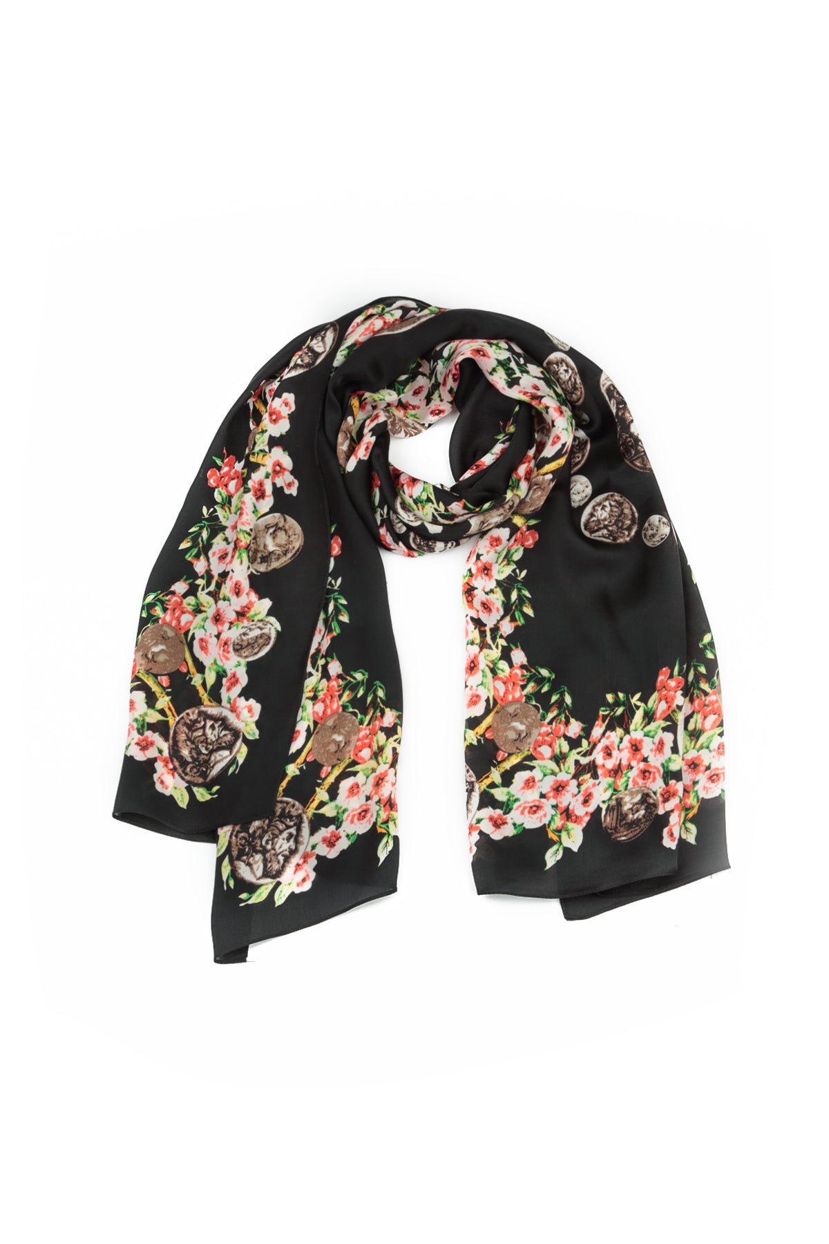 Vintage Coin Blossom Silk Scarf 4