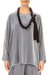 Vintage Violet Silk Velvet Bead Necklace 1